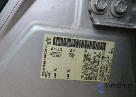 2012 Nissan Altima Base z USA, uszkodzony, nr VIN 1N4AL2AP3CC260856